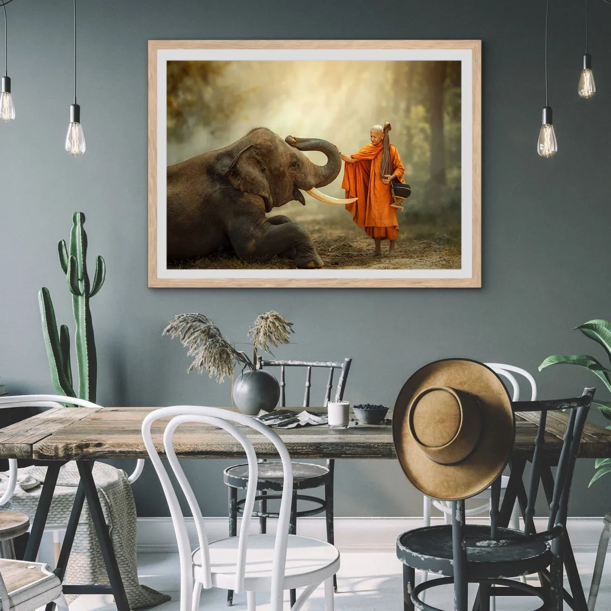 Poszter világos tölgy keretben - Találkozás az utazáskor - 70x50 cm