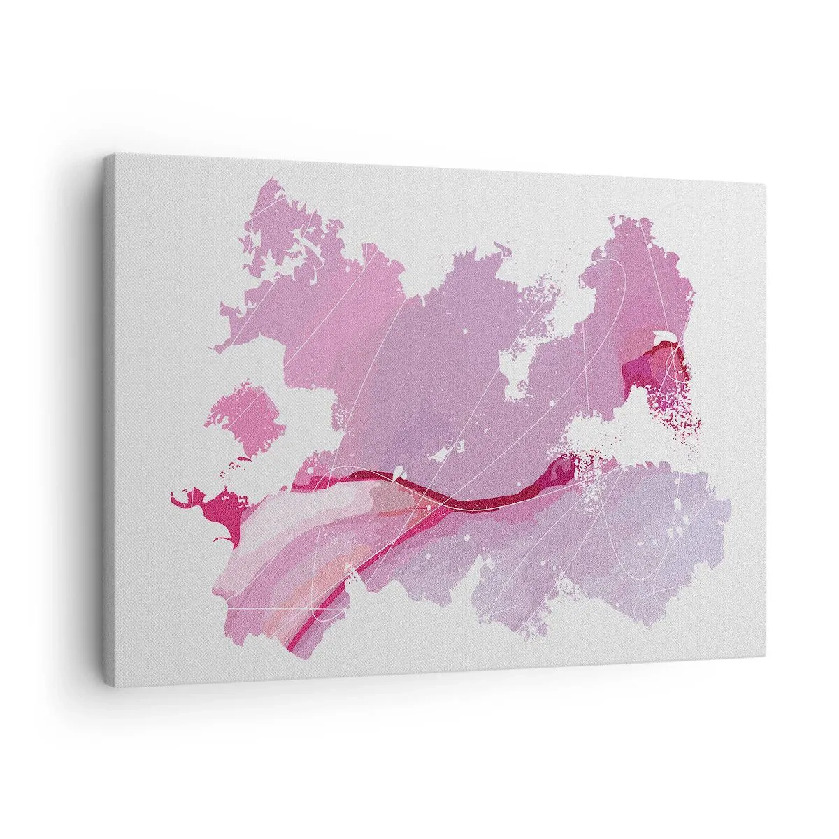 Vászonkép - Absztrakt világtérkép rózsaszín árnyalatokban - 70x50cm - Egy rózsaszín világ térképe - Modern fali dekoráció nappalihoz és hálószobához ARTTOR