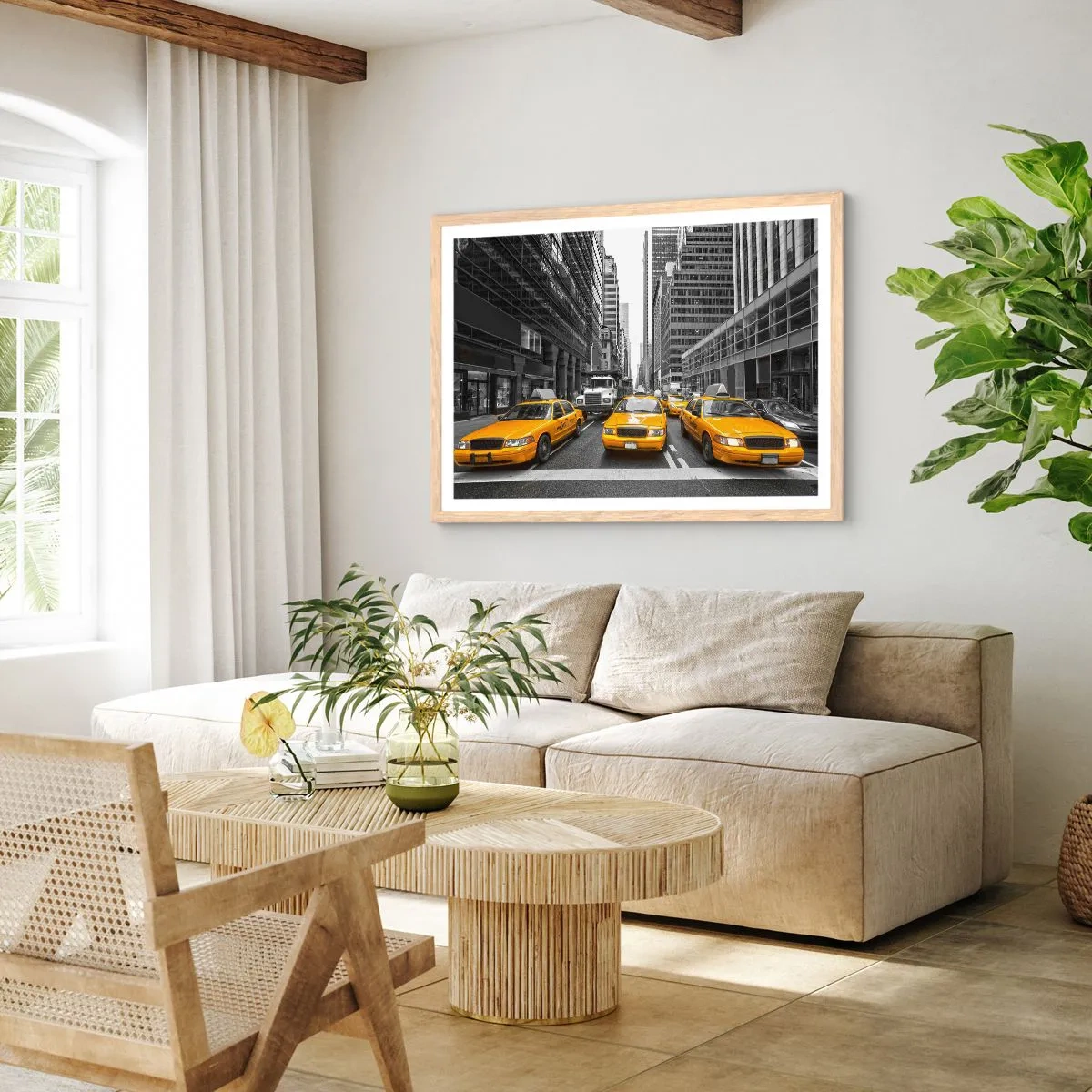 Poszter világos tölgy keretben - Mi színezzük a várost - 91x61 cm