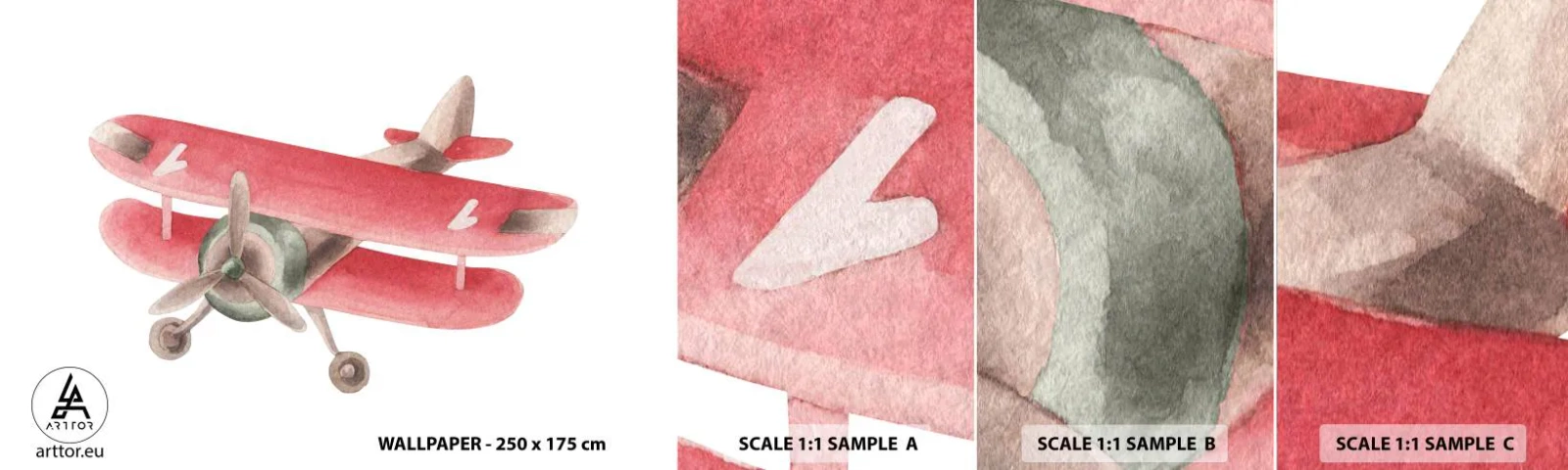 Fotótapéta Minta Standard Eco - Készen áll a magasba repülni - Repülőgép, Gyermekek, Szüret - 100x30 cm