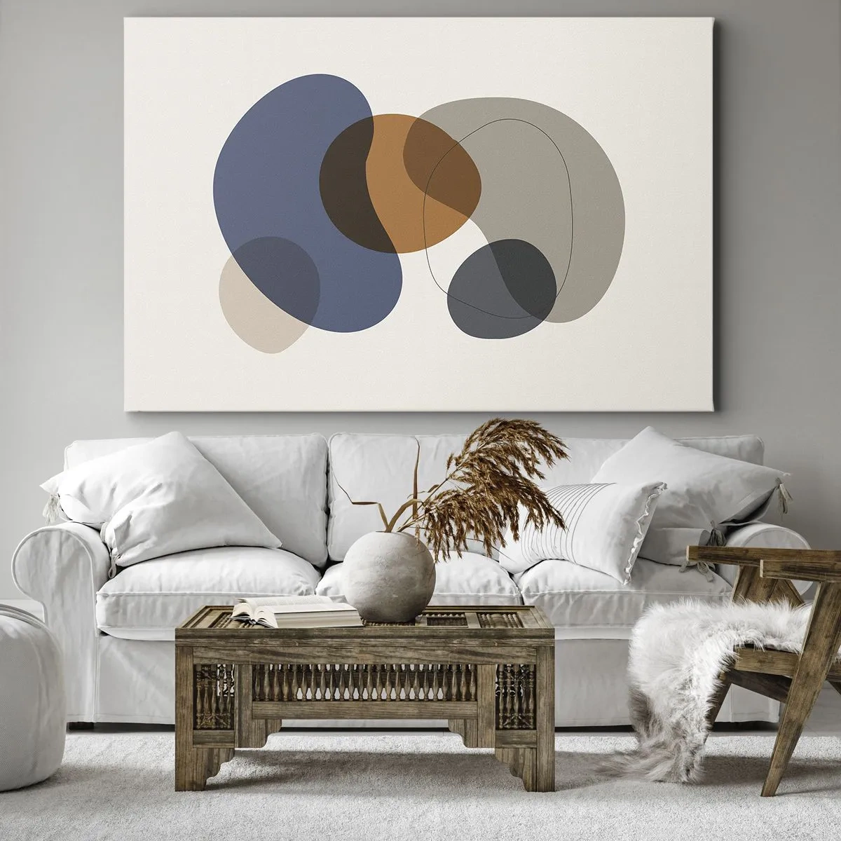 Vászonkép - Absztrakt színes formák kék és barna árnyalatokban - 70x50cm - Színek cseppjei - Modern fali dekoráció nappalihoz és hálószobához ARTTOR