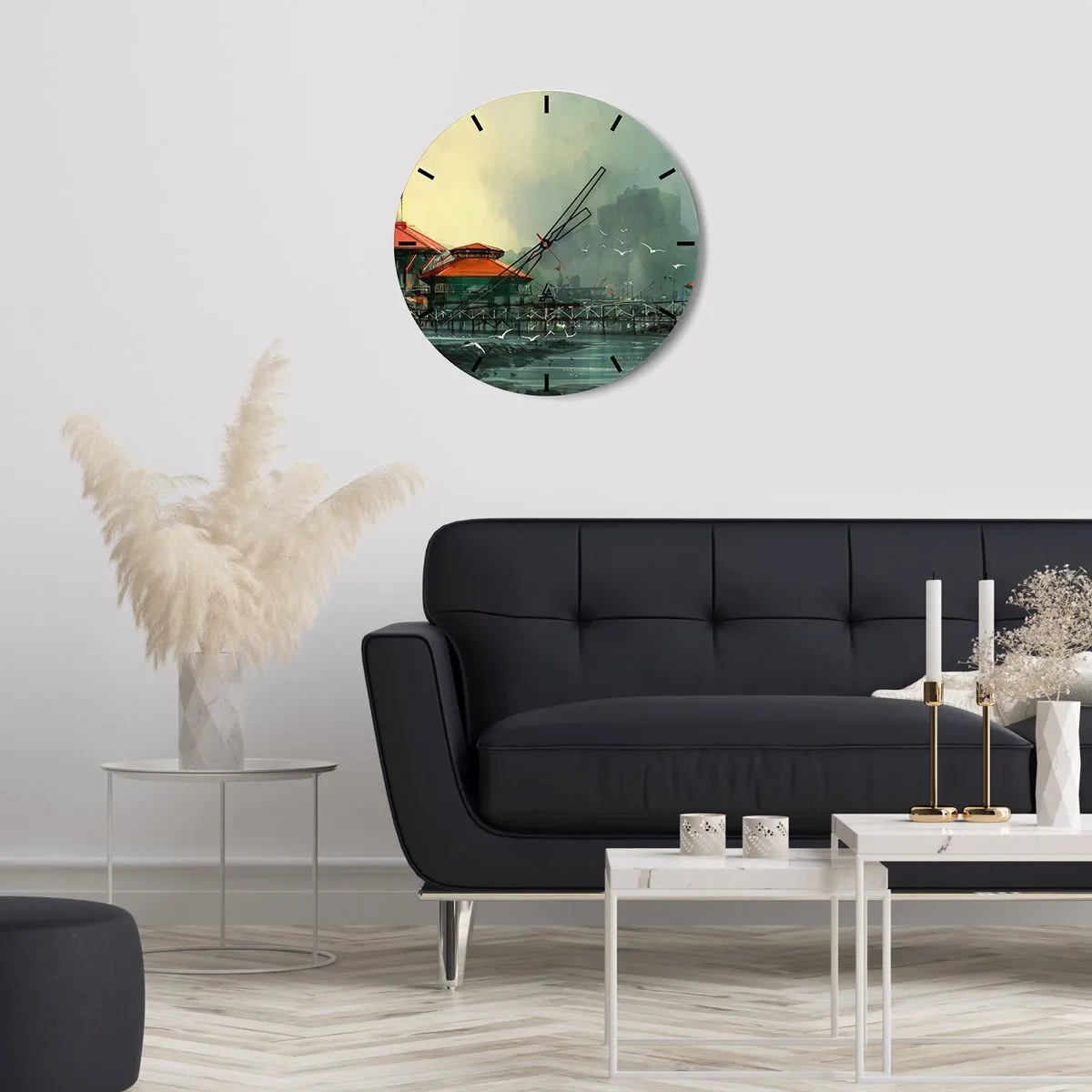 Falióra, Óra - Napsütéses nap a kikötőben - 30x30 cm