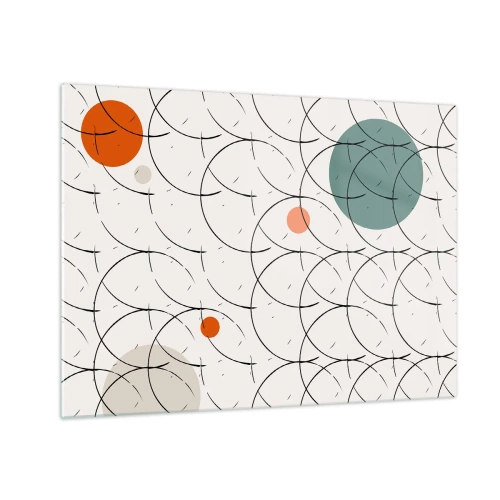 Üveg kép - Színes körök és fekete vonalak világos háttéren pop art stílusban. - 70x50cm - A pop-art szellemében - Modern fali dekoráció nappalihoz és hálószobához ARTTOR