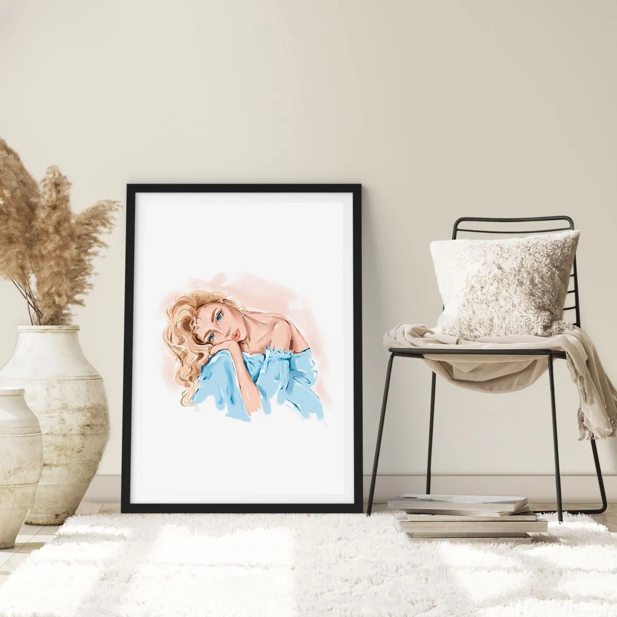 Poszter fehér keretben - Álmodozó a kékben - 61x91 cm