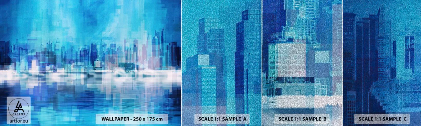 Fotótapéta Minta Premium Sand - Kékbe merült - Absztrakció, Város, Építészet - 100x30 cm