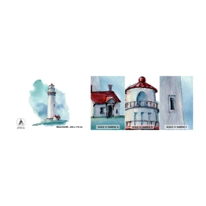 Fotótapéta Minta Standard Eco - A kék szelíd húga - Világítótorony, Tengerpart, Rajz - 100x30 cm