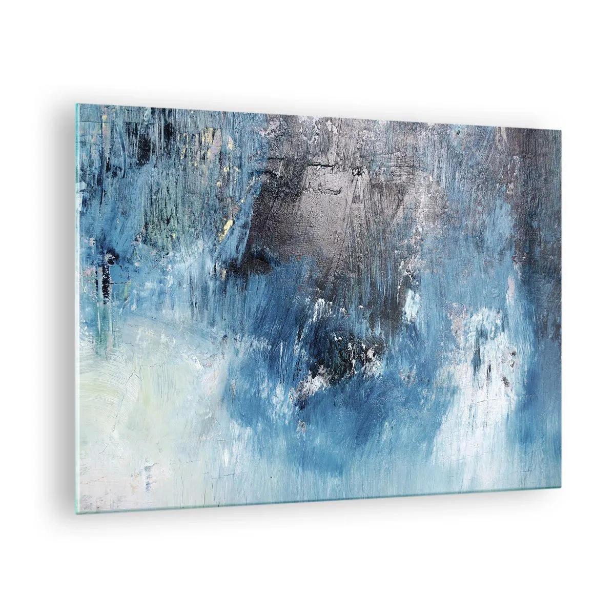 Üveg kép - Absztrakt kompozíció kék árnyalatokban - 70x50cm - Kék rapszódia - Modern fali dekoráció nappalihoz és hálószobához ARTTOR