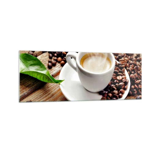 Üveg kép - Kávé az asztalon - 140x50 cm