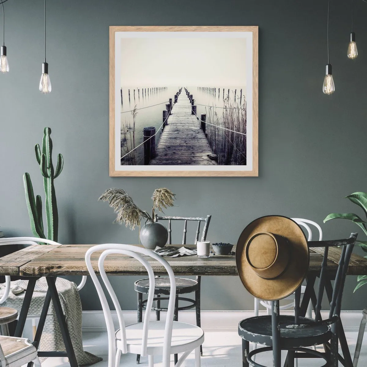 Poszter világos tölgy keretben - Merülj el a békében - 50x50 cm