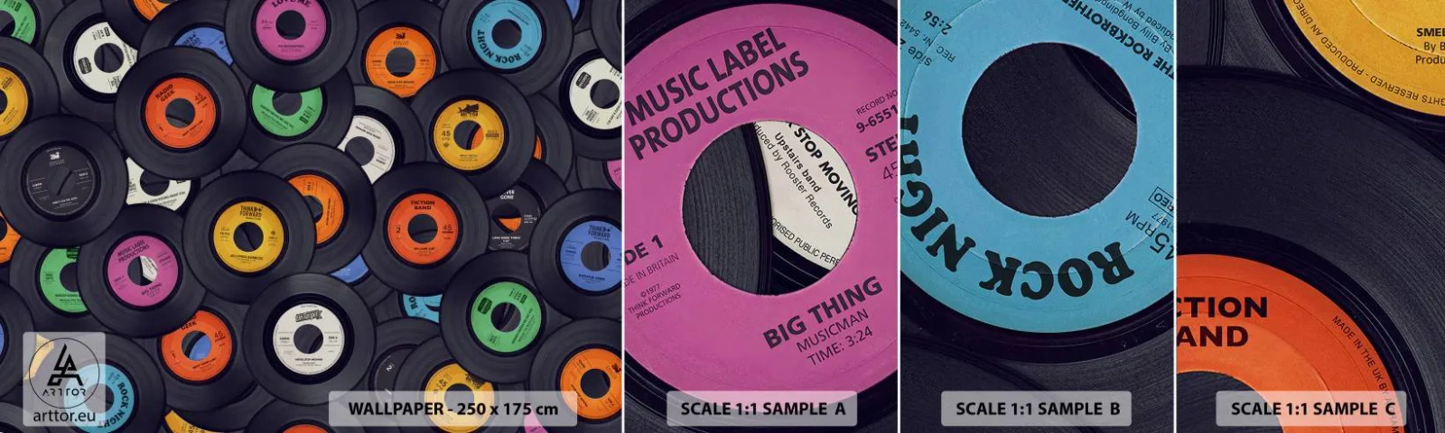 Fotótapéta Minta Öntapadós Deluxe Sticker - A klasszika színei - Vinyl, Zene, Szüret - 100x30 cm