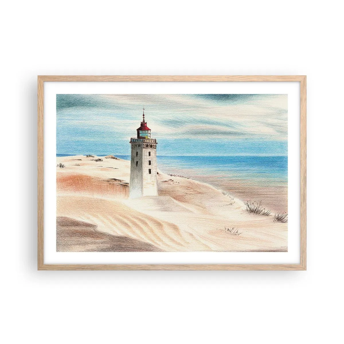 Poszter világos tölgy keretben - Mindig a tengert bámulva - 70x50 cm