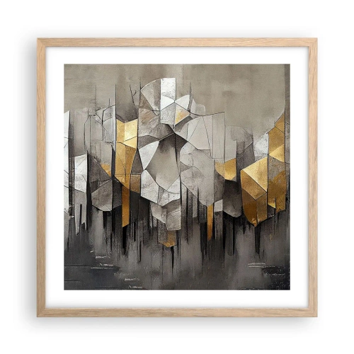 Poszter világos tölgy keretben - Kompozíció jégből és fényből - 50x50 cm