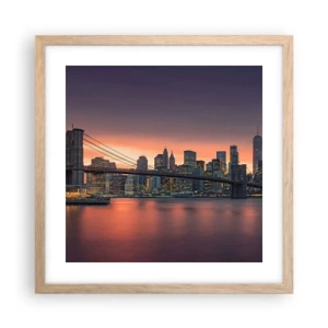 Poszter világos tölgy keretben - Lila csendbe merülve - 40x40 cm