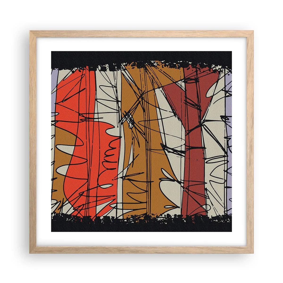 Poszter világos tölgy keretben - Spontán kompozíció - 50x50 cm