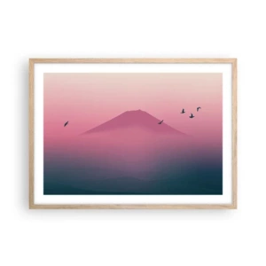 Poszter világos tölgy keretben - Vándorok a felhők felett - 70x50 cm