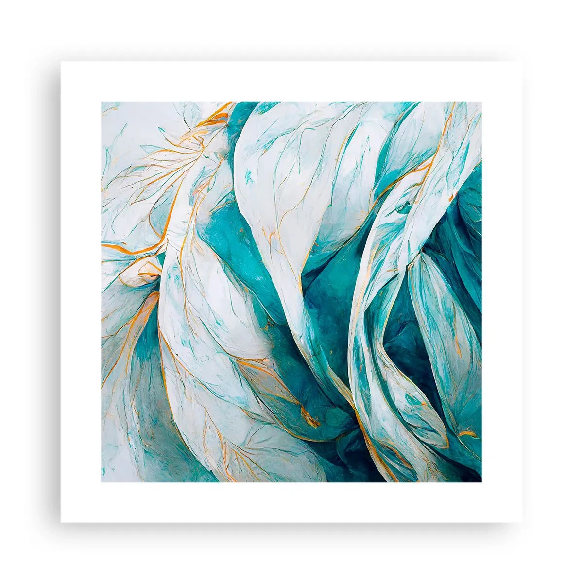 Poszter - Kék absztrakció arany motívummal - 40x40 cm