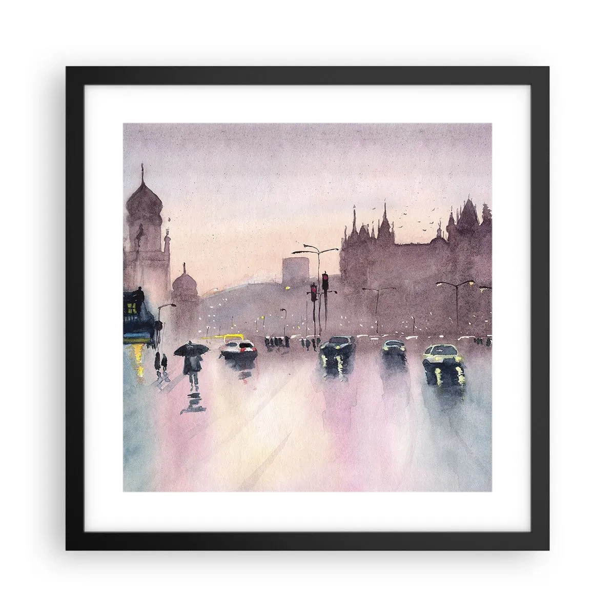 Poszter fehér keretben - Az esős ködben - 40x40 cm