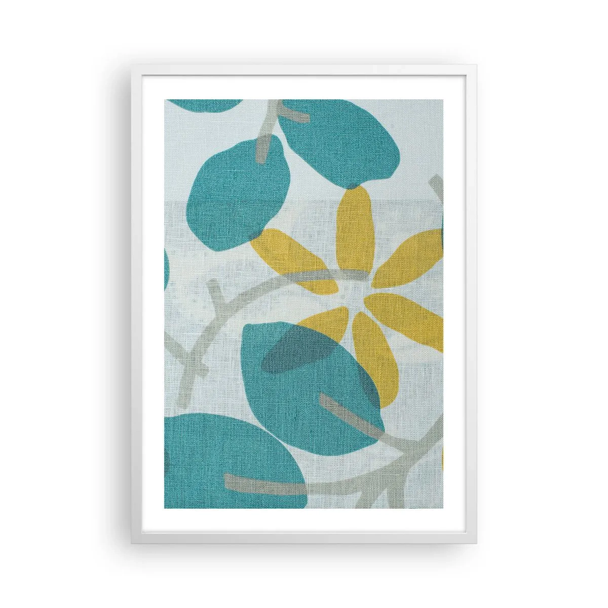 Poszter fekete keretben - Azúrkék levelek között - 50x70 cm