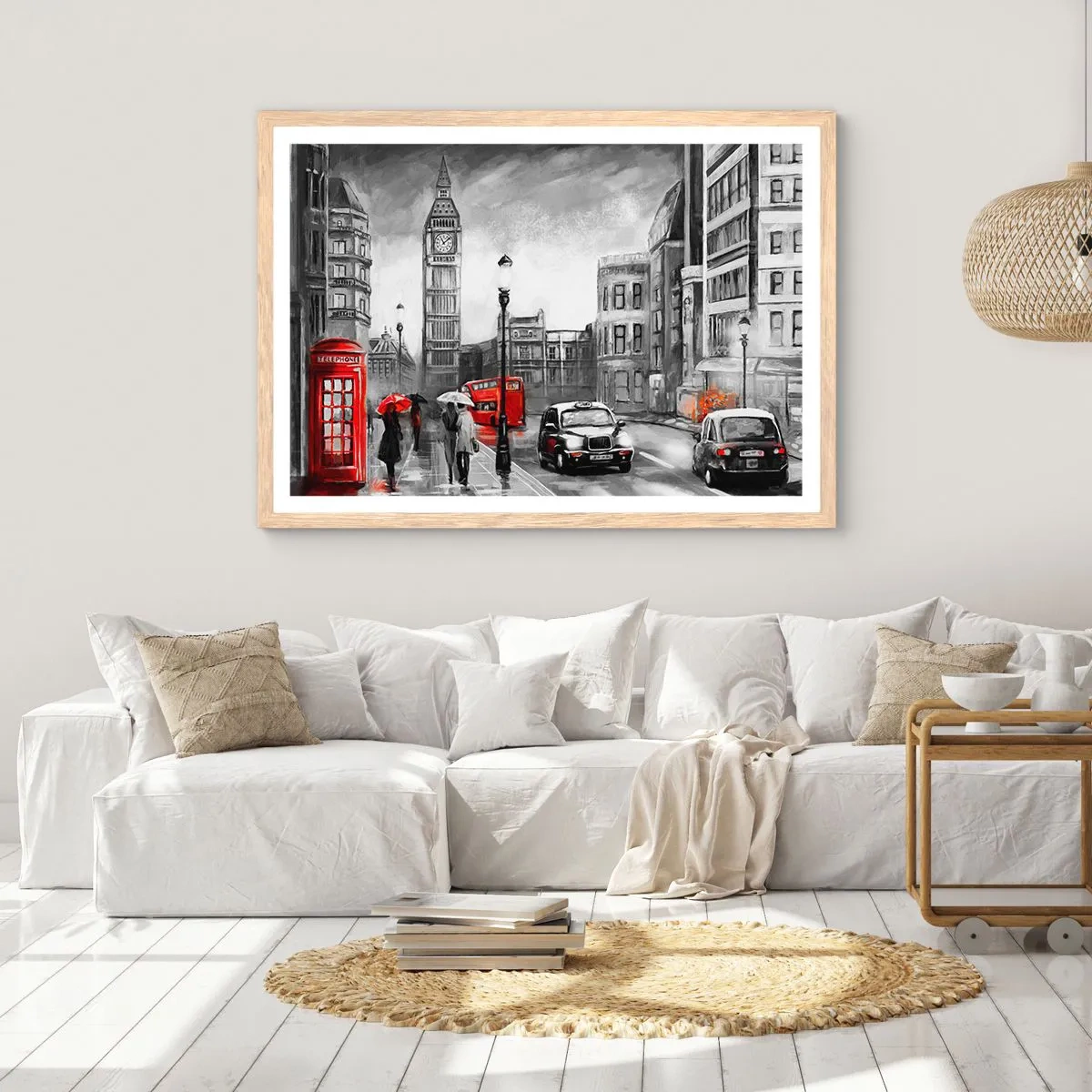 Poszter világos tölgy keretben - Egyáltalán nem szürke város - 100x70 cm