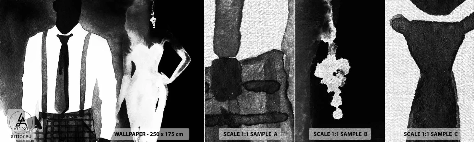 Fotótapéta Minta Premium Canvas - Noir légkörben - Absztrakció, Nő és Férfi, Divat - 100x30 cm