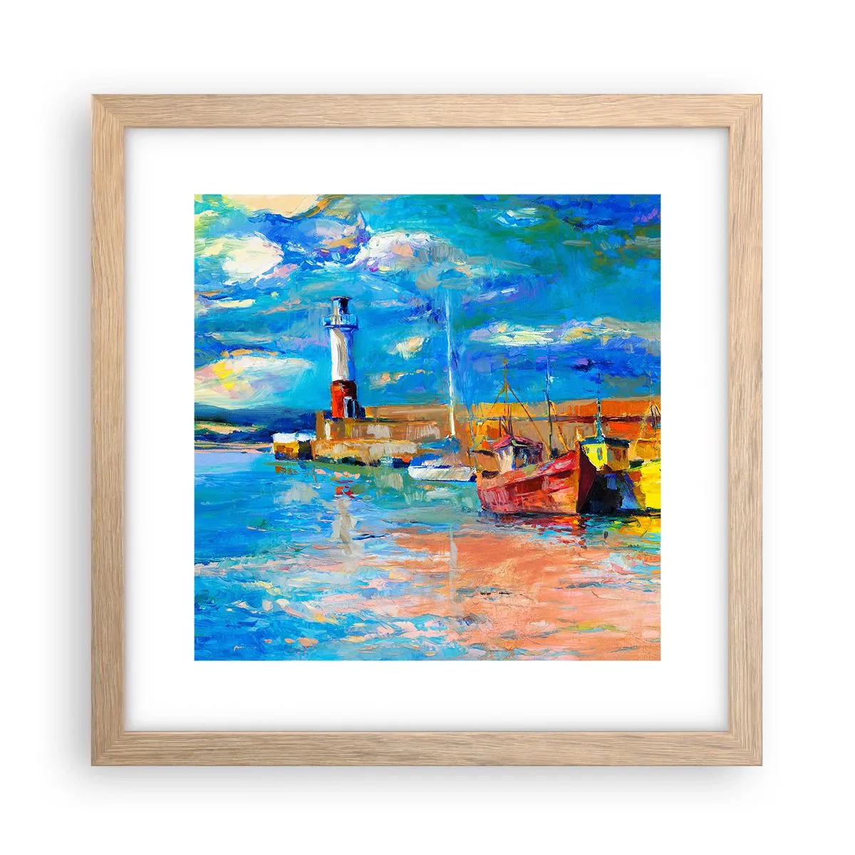 Poszter világos tölgy keretben - Egy délután a szivárványos öbölben - 30x30 cm