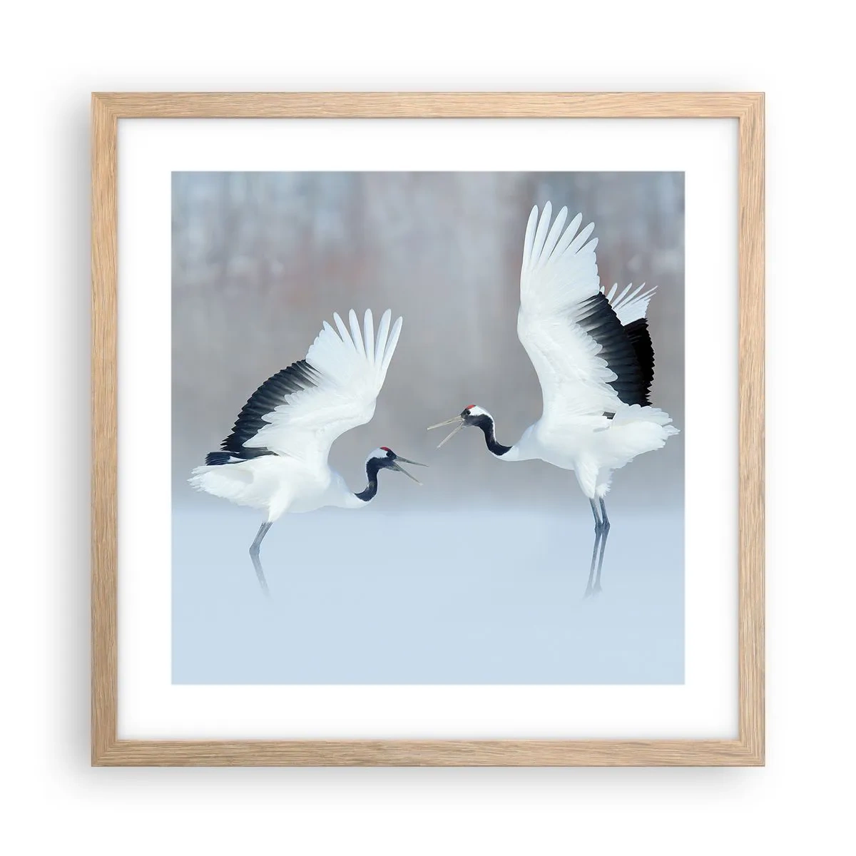 Poszter világos tölgy keretben - Tánc a ködben - 40x40 cm