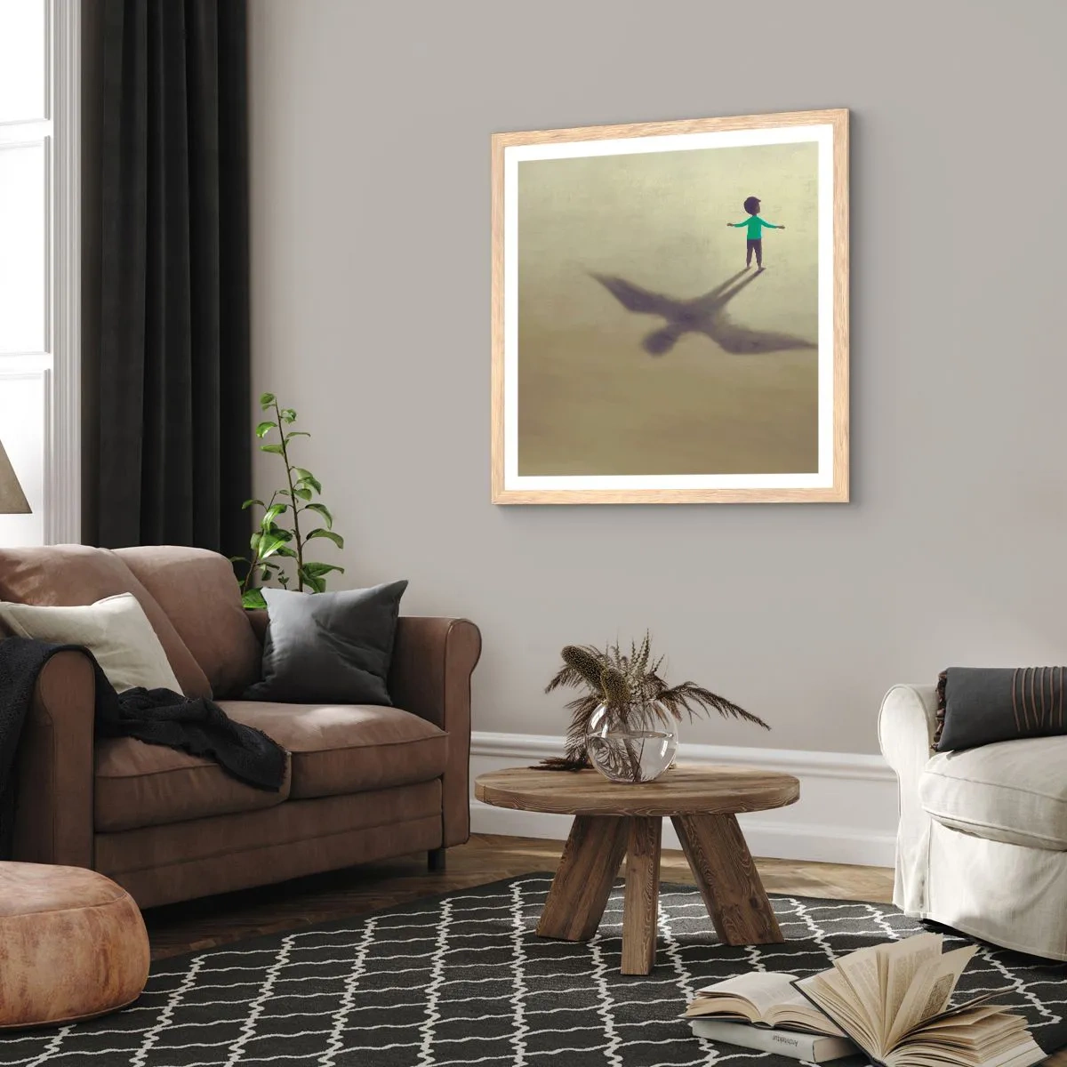 Poszter világos tölgy keretben - A jövő hőse - 60x60 cm