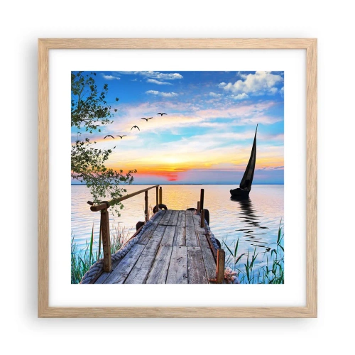 Poszter világos tölgy keretben - Kellemes este - 40x40 cm