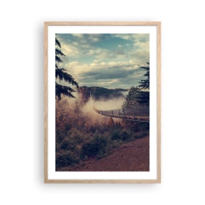 Poszter világos tölgy keretben - Az őszi erdő felett - 50x70 cm