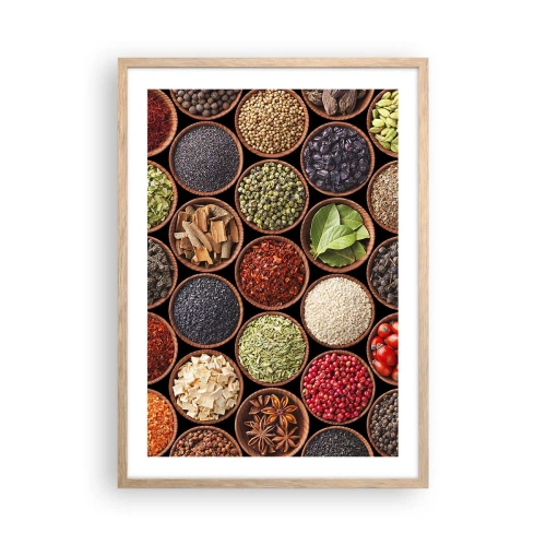 Poszter világos tölgy keretben - A világ összes íze - 50x70 cm