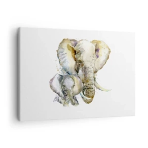Vászonkép - Akvarell elefántok finom színekben - 70x50cm - Sehol se jobb mint anyánál - Modern fali dekoráció nappalihoz és hálószobához ARTTOR