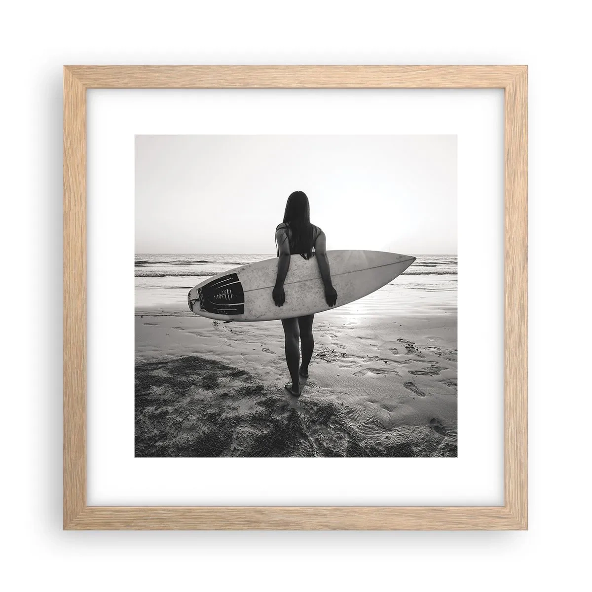 Poszter világos tölgy keretben - Tengeri hullámok lánya - 30x30 cm