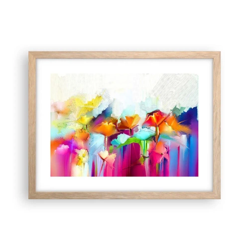 Poszter világos tölgy keretben - Kivirágzott a szivárvány - 40x30 cm