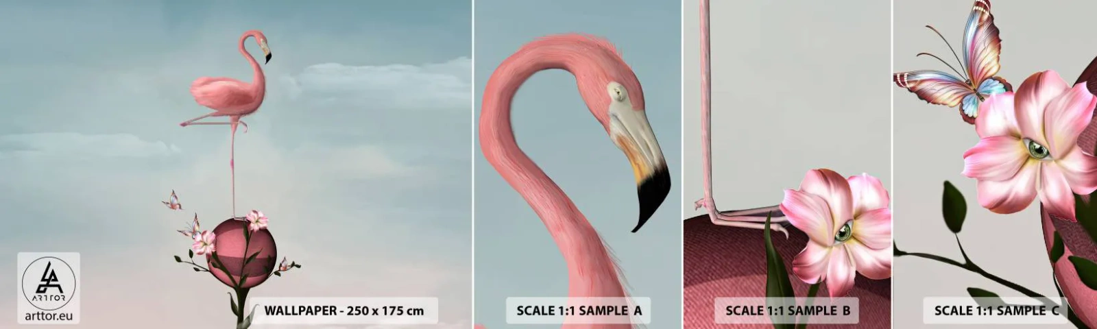 Fotótapéta Minta Öntapadós Deluxe Sticker - Kosárlabda allegória - Absztrakció, Flamingó, Madár - 100x30 cm