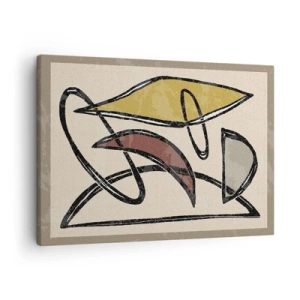 Vászonkép - Absztrakció geometrikus formákkal és visszafogott színekkel - 70x50cm - Függőlegesek és vízszintek - Modern fali dekoráció nappalihoz és hálószobához ARTTOR