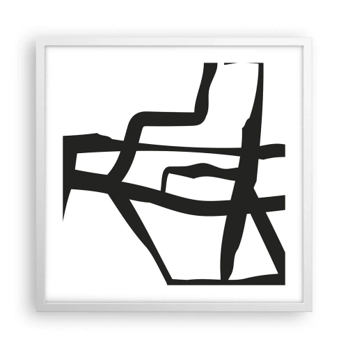 Poszter fekete keretben - Fekete-fehér konstrukció - 50x50 cm
