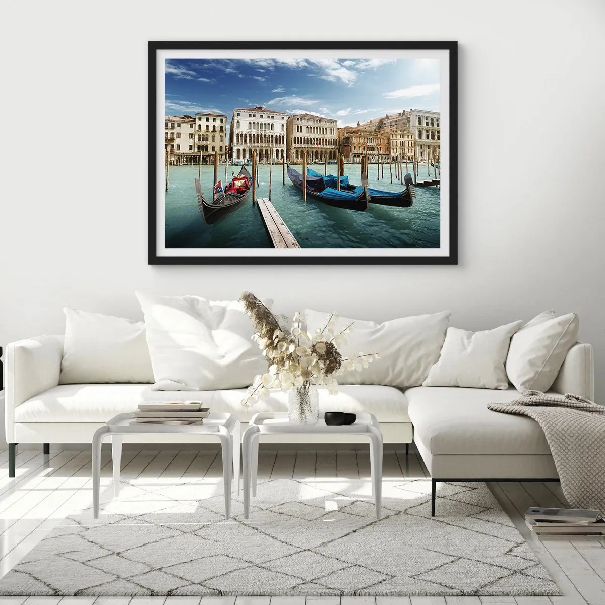 Poszter fehér keretben - Paloták kékben - 50x40 cm