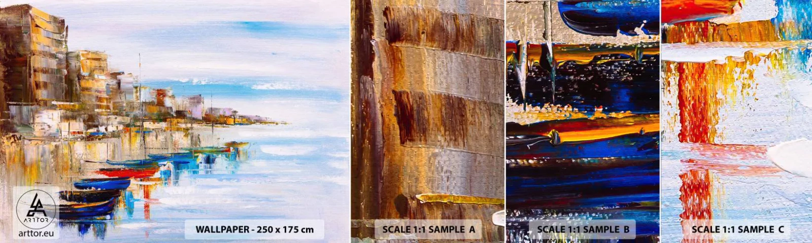 Fotótapéta Minta Standard Eco - Sokszínű városi kikötő - Tájkép, Kikötő, Tengerpart - 100x30 cm