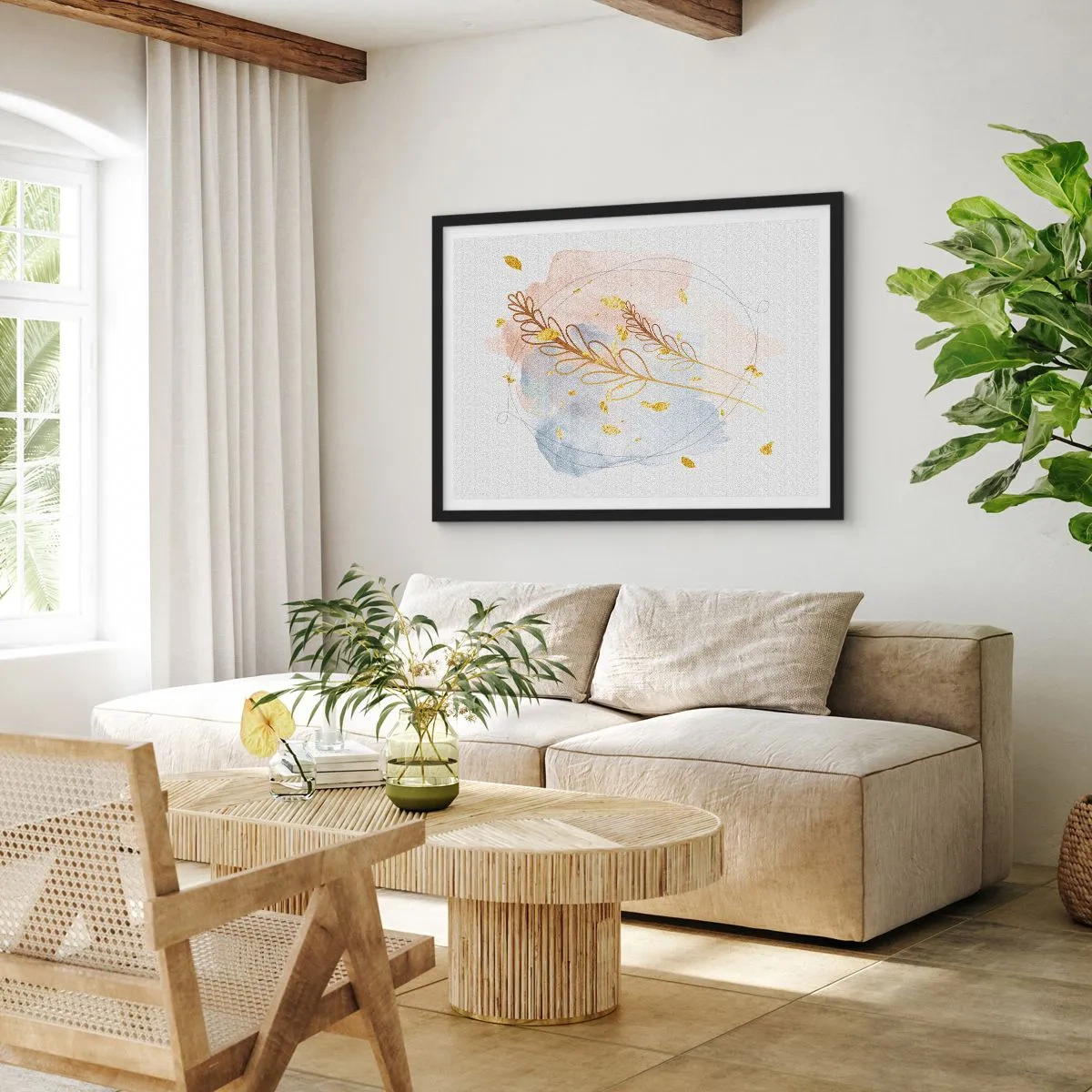 Poszter fehér keretben - Aranyszínű fuvallat - 91x61 cm