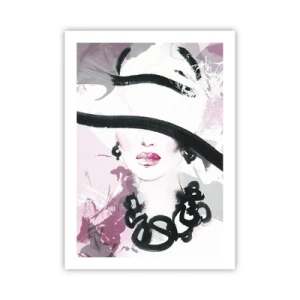 Poszter - Fekete és rózsaszín hölgy portréja - 50x70 cm