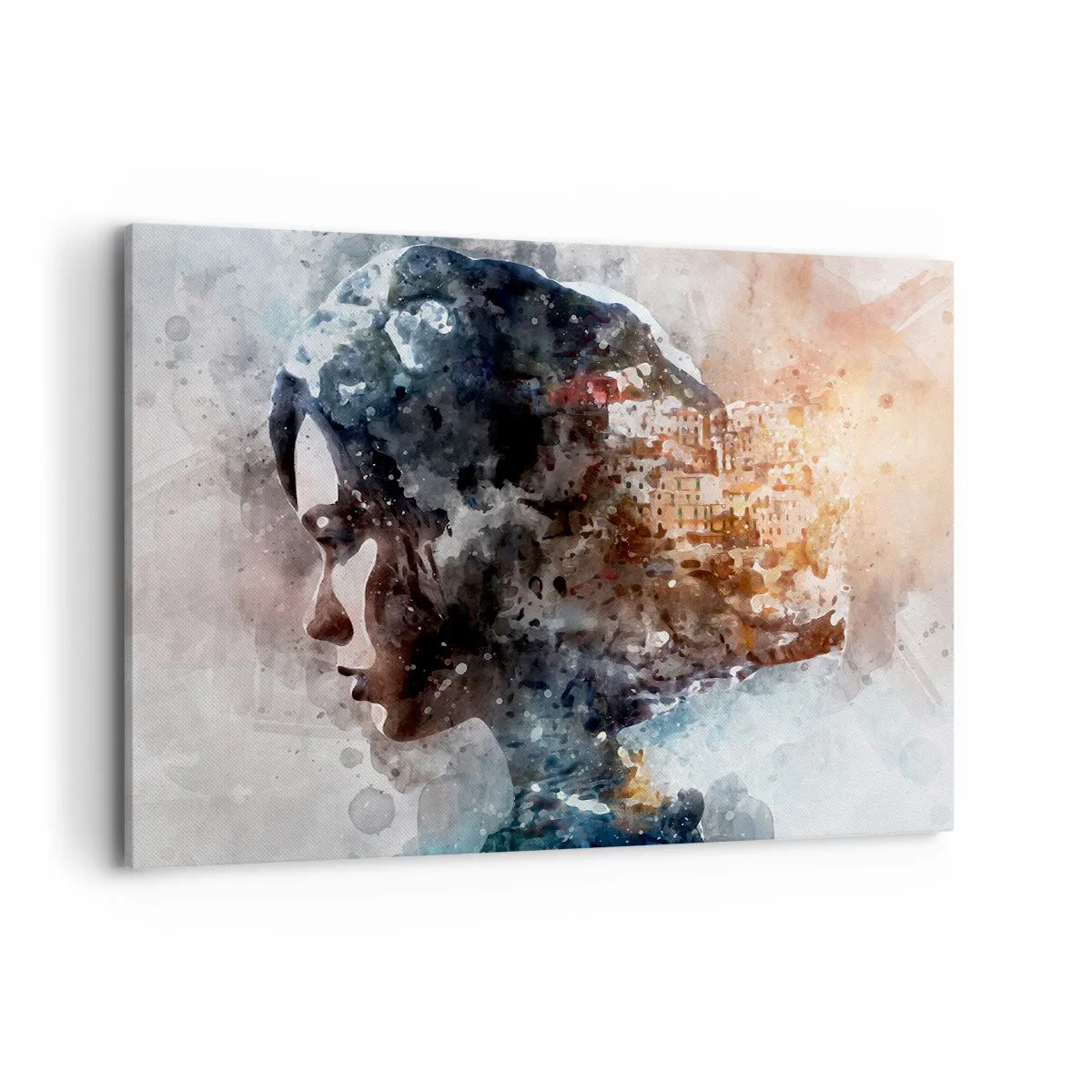 Vászonkép - Történet egy lányról, várossal a háttérben - 100x70 cm