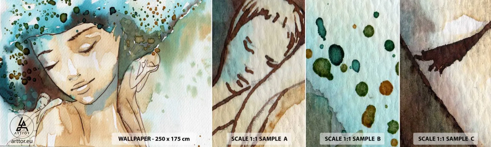 Fotótapéta Minta Standard Eco - Lady in blue - Absztrakció, Nő, Női Arc - 100x30 cm