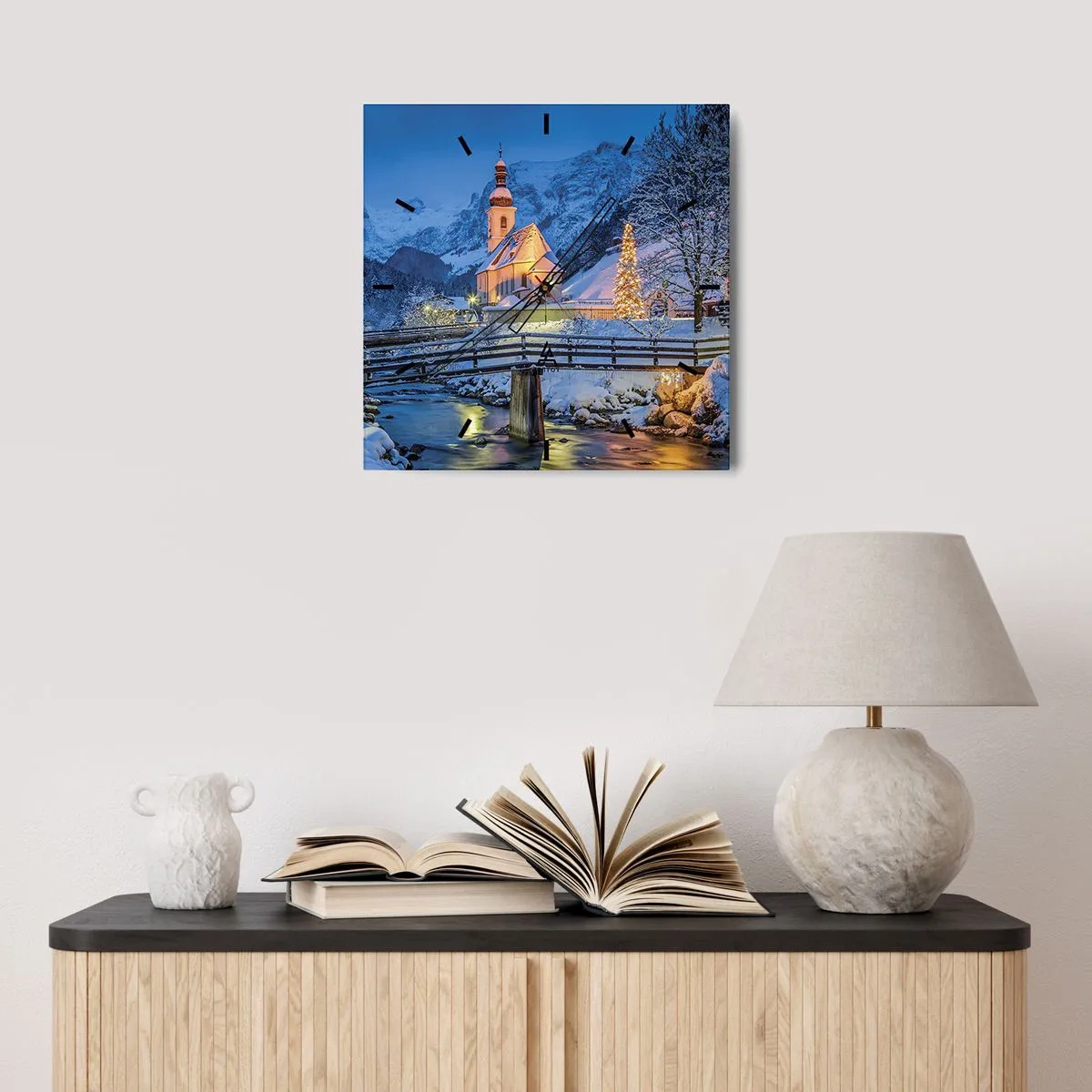 Falióra, Óra - Karácsonyi hangulat - 30x30 cm