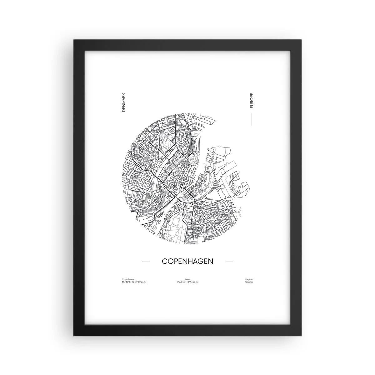 Poszter fehér keretben - Koppenhága anatómiája - 30x40 cm