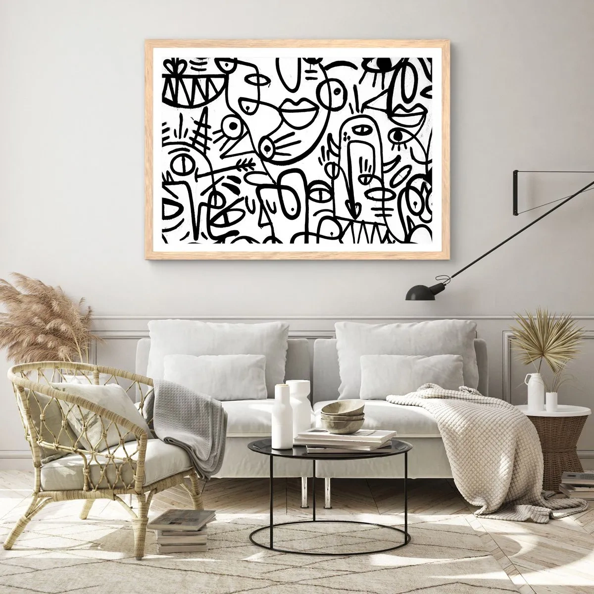 Poszter világos tölgy keretben - Arcok és délibábok - 40x30 cm