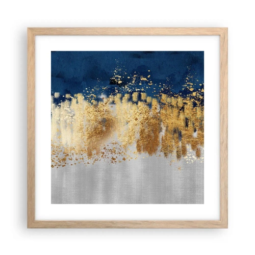 Poszter világos tölgy keretben - Modern kompozíció csillogással - 40x40 cm