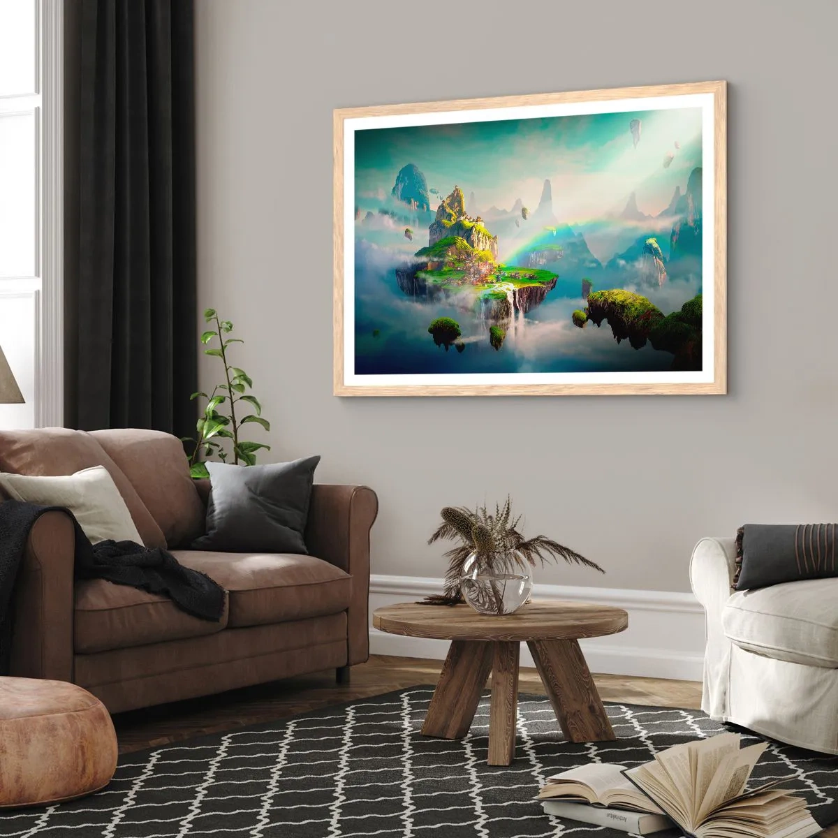 Poszter világos tölgy keretben - Az ég közepén - boldog szigetek - 91x61 cm