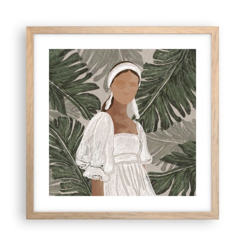 Poszter világos tölgy keretben - Egzotikus portré - 40x40 cm