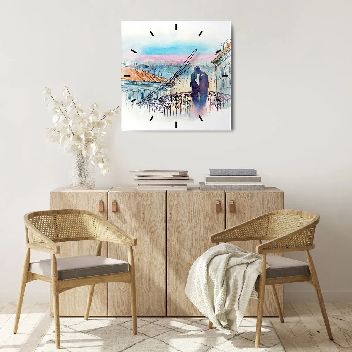 Falióra, Óra - Párizsi szerelmesek - 30x30 cm