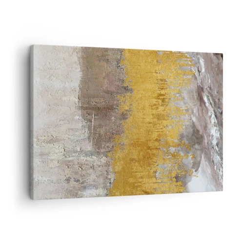 Vászonkép - Arany és bézs absztrakt minta - 70x50cm - Egy aranyszínű fuvallat - Modern fali dekoráció nappalihoz és hálószobához ARTTOR
